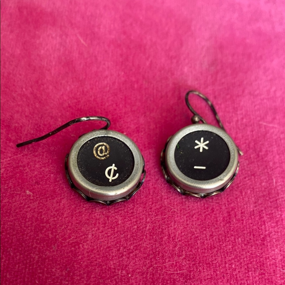 Vintage Typewriter Key Earrings